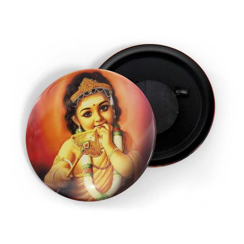 dhcrafts Round Fridge Magnet Multicolour Little Murugan Glossy Finish Design Pack of 1 (58 mm)